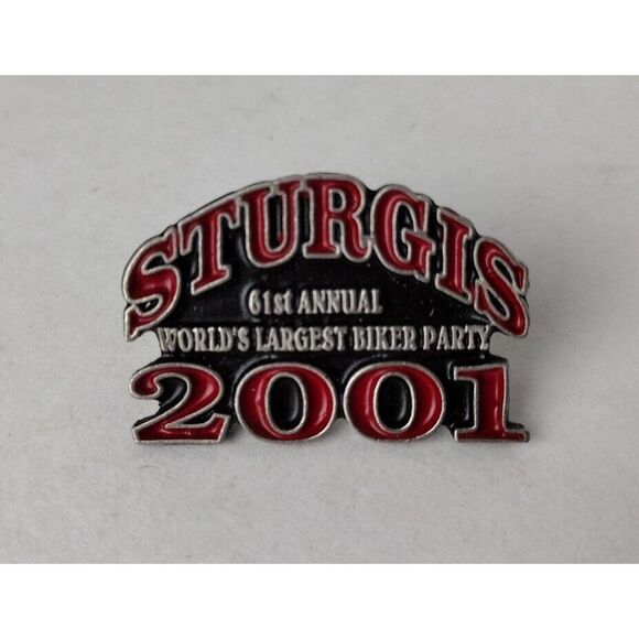 Other - VTG Sturgis 2001 61st Annual Worlds Largest Biker Party Vest Pin NOS *Red*